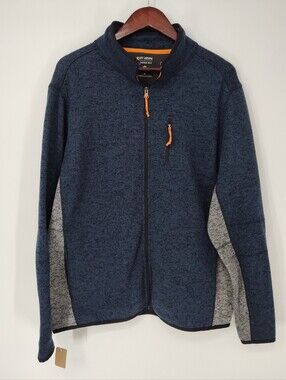 Ruff Hewn Mens Navy and Gray Full-Zip Sweater Jacket Size X Large